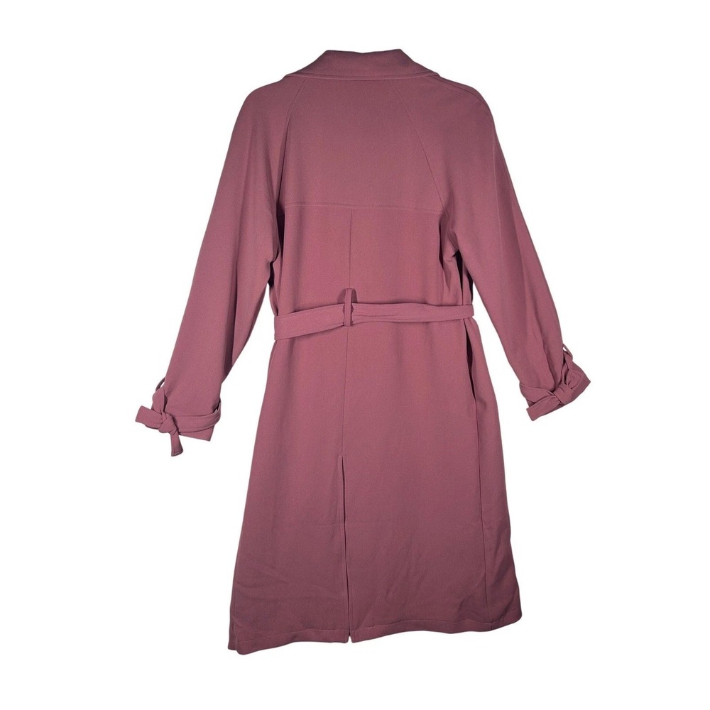 NINE WEST Women Rose Tie Sleeve Trench Coat Double Breasted Belted Midi 2XL NEW - Picture 3 of 11